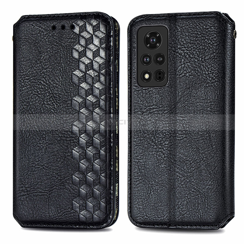 Coque Portefeuille Livre Cuir Etui Clapet S01D pour Huawei Honor V40 5G Noir Plus