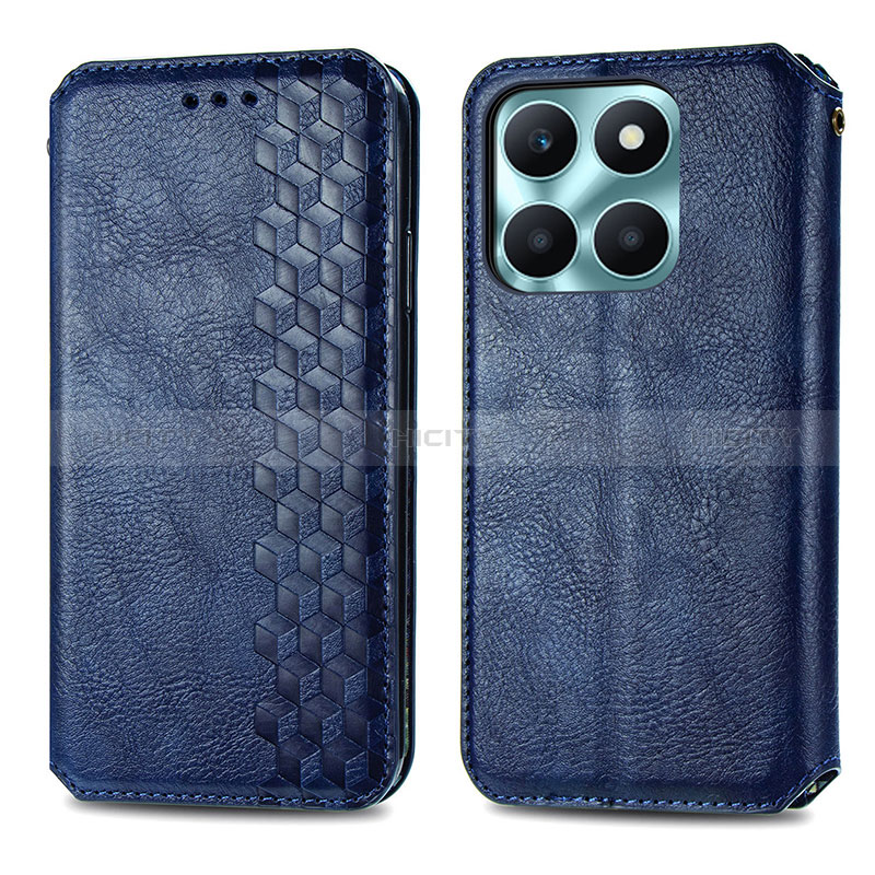 Coque Portefeuille Livre Cuir Etui Clapet S01D pour Huawei Honor X6a Bleu Plus