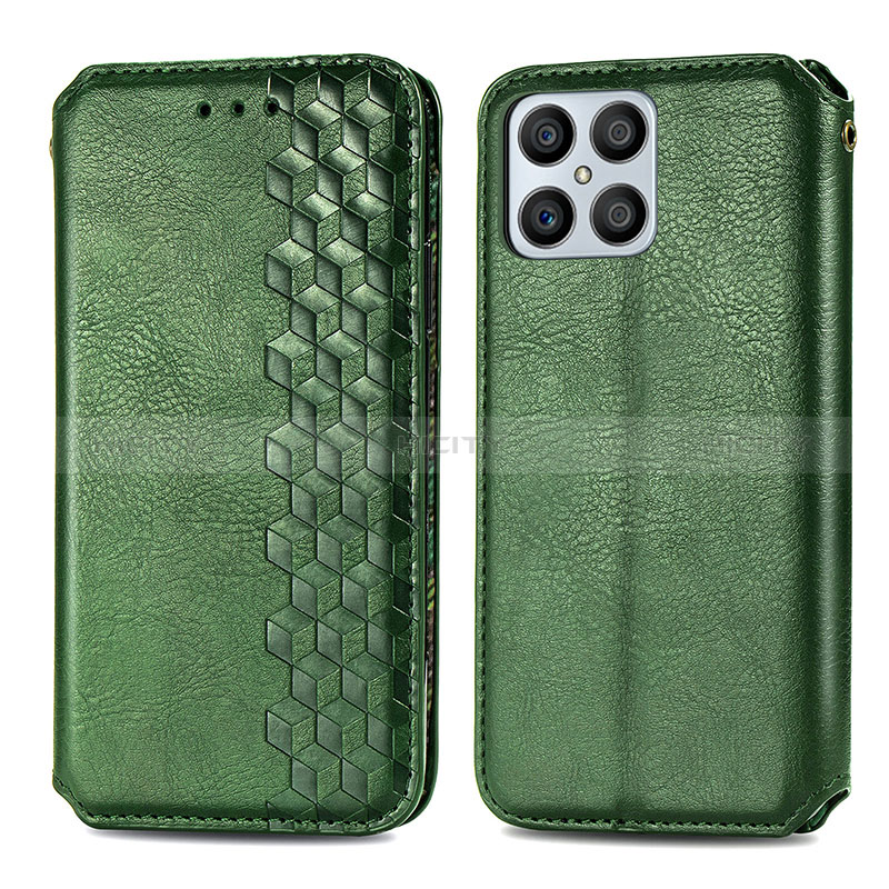 Coque Portefeuille Livre Cuir Etui Clapet S01D pour Huawei Honor X8 4G Vert Plus