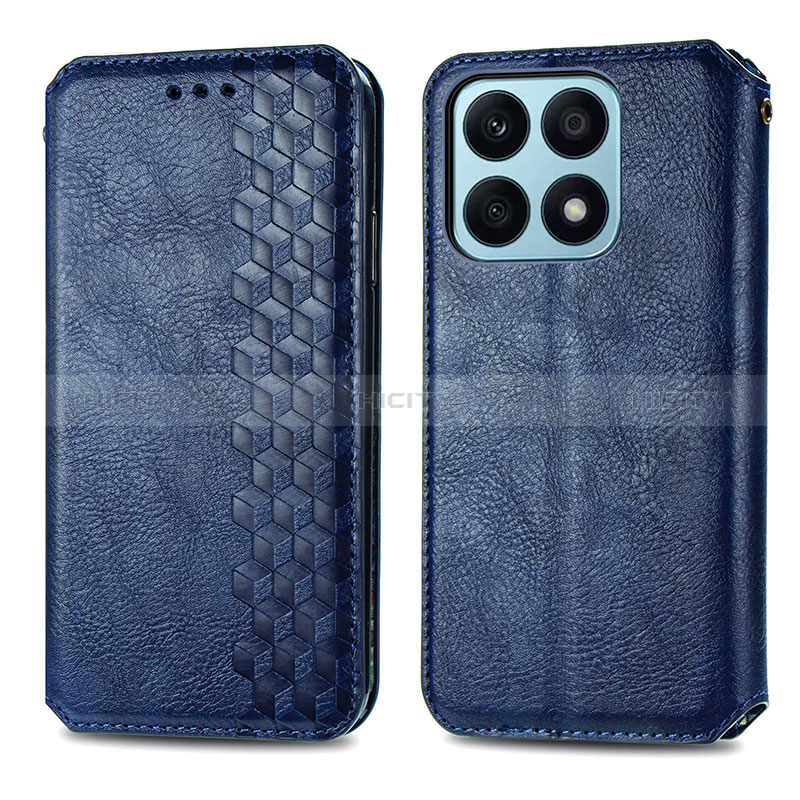 Coque Portefeuille Livre Cuir Etui Clapet S01D pour Huawei Honor X8a 4G Bleu Plus