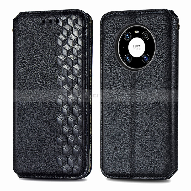 Coque Portefeuille Livre Cuir Etui Clapet S01D pour Huawei Mate 40 Noir Plus