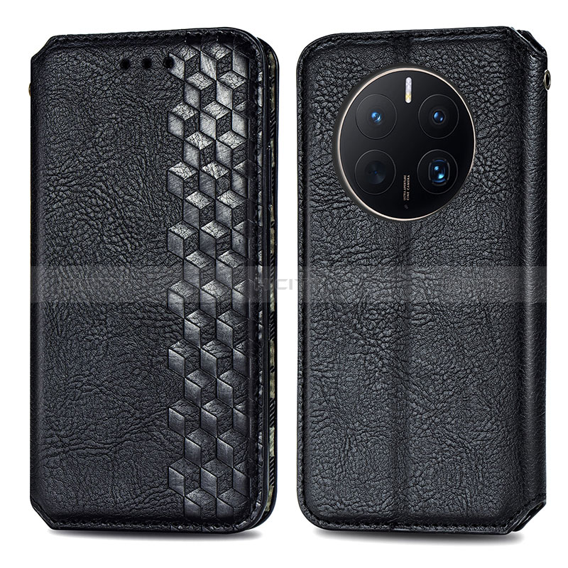 Coque Portefeuille Livre Cuir Etui Clapet S01D pour Huawei Mate 50 Pro Noir Plus