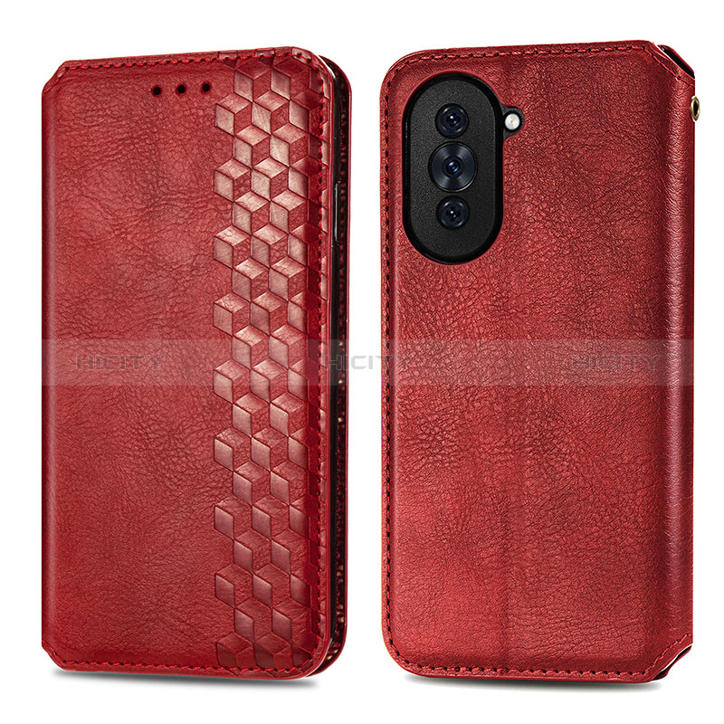 Coque Portefeuille Livre Cuir Etui Clapet S01D pour Huawei Nova 10 Rouge Plus