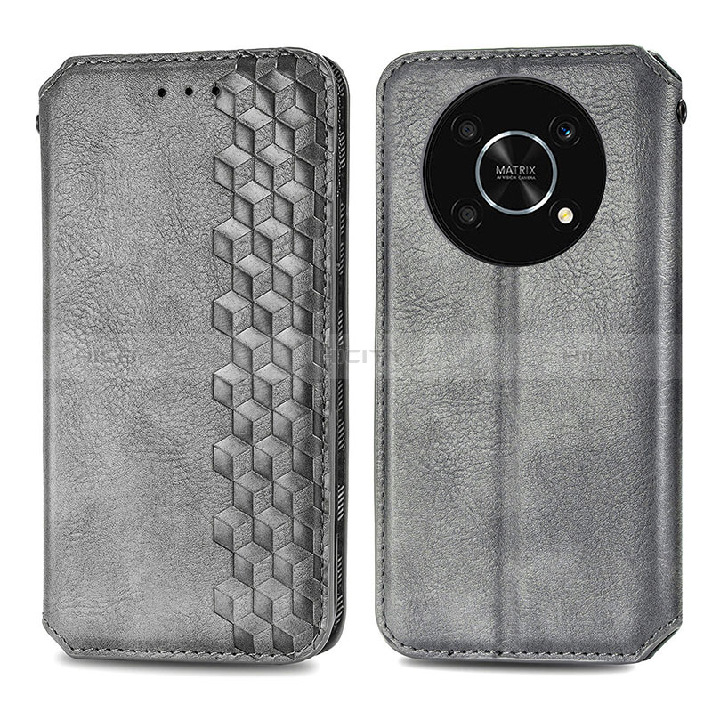 Coque Portefeuille Livre Cuir Etui Clapet S01D pour Huawei Nova Y90 Gris Plus