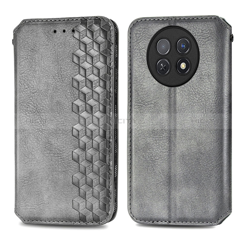 Coque Portefeuille Livre Cuir Etui Clapet S01D pour Huawei Nova Y91 Gris Plus