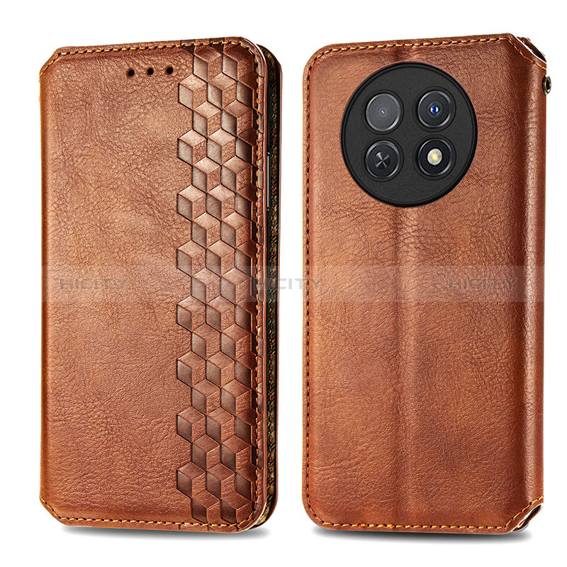 Coque Portefeuille Livre Cuir Etui Clapet S01D pour Huawei Nova Y91 Marron Plus