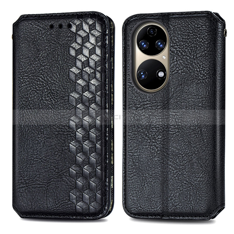 Coque Portefeuille Livre Cuir Etui Clapet S01D pour Huawei P50 Pro Noir Plus