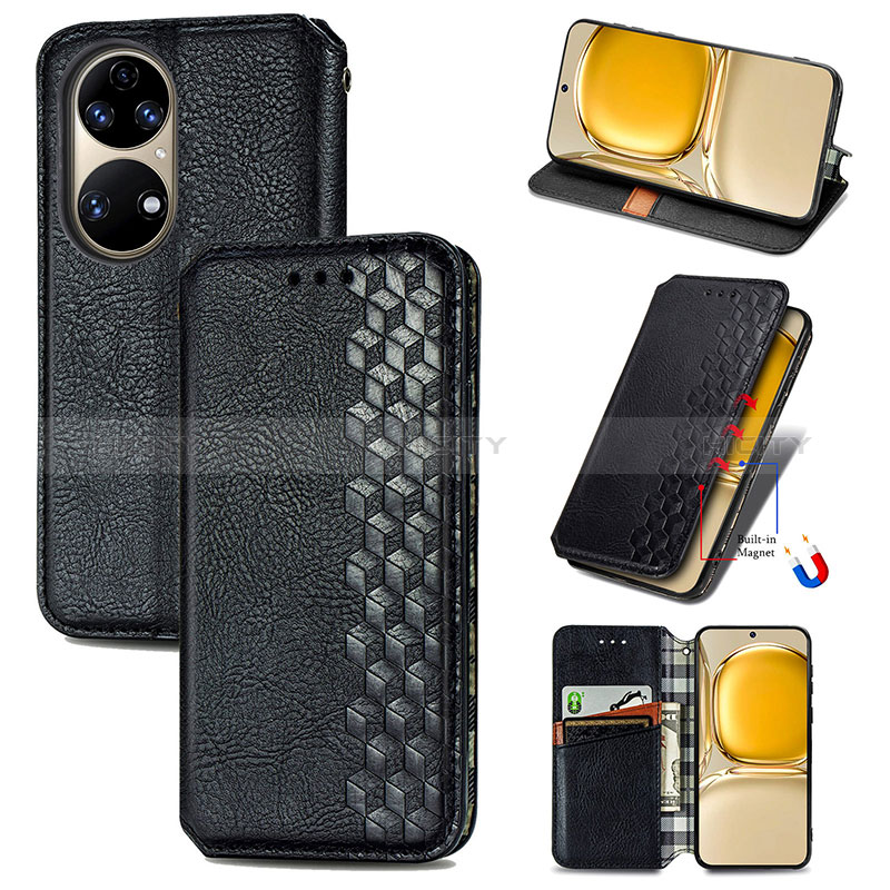 Coque Portefeuille Livre Cuir Etui Clapet S01D pour Huawei P50e Plus