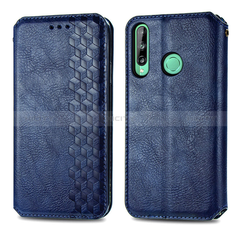 Coque Portefeuille Livre Cuir Etui Clapet S01D pour Huawei Y7p Bleu Plus