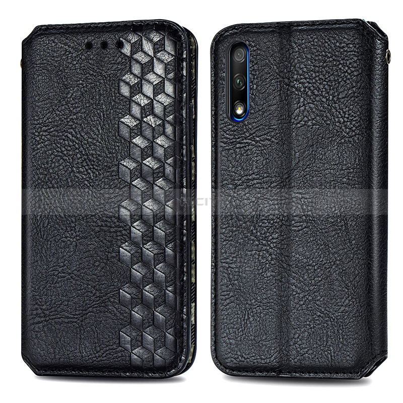 Coque Portefeuille Livre Cuir Etui Clapet S01D pour Huawei Y9 Prime (2019) Noir Plus