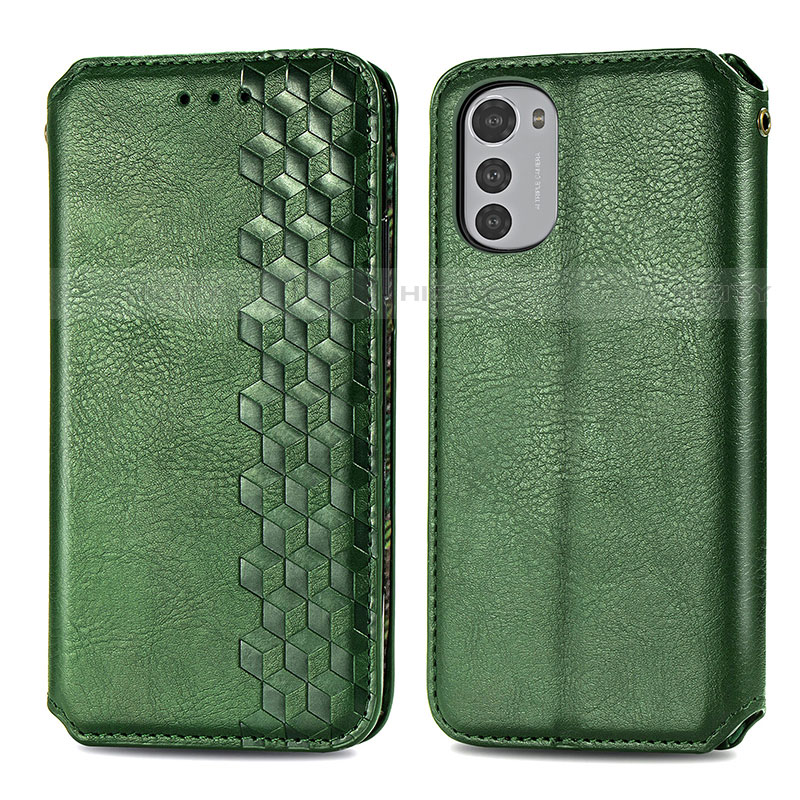 Coque Portefeuille Livre Cuir Etui Clapet S01D pour Motorola Moto E32 Vert Plus