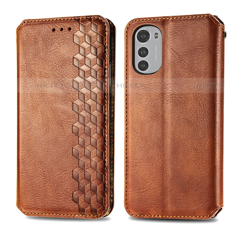 Coque Portefeuille Livre Cuir Etui Clapet S01D pour Motorola Moto E32s Marron Plus