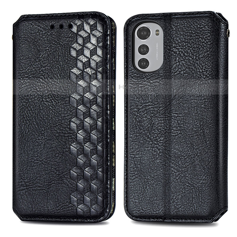 Coque Portefeuille Livre Cuir Etui Clapet S01D pour Motorola Moto E32s Noir Plus