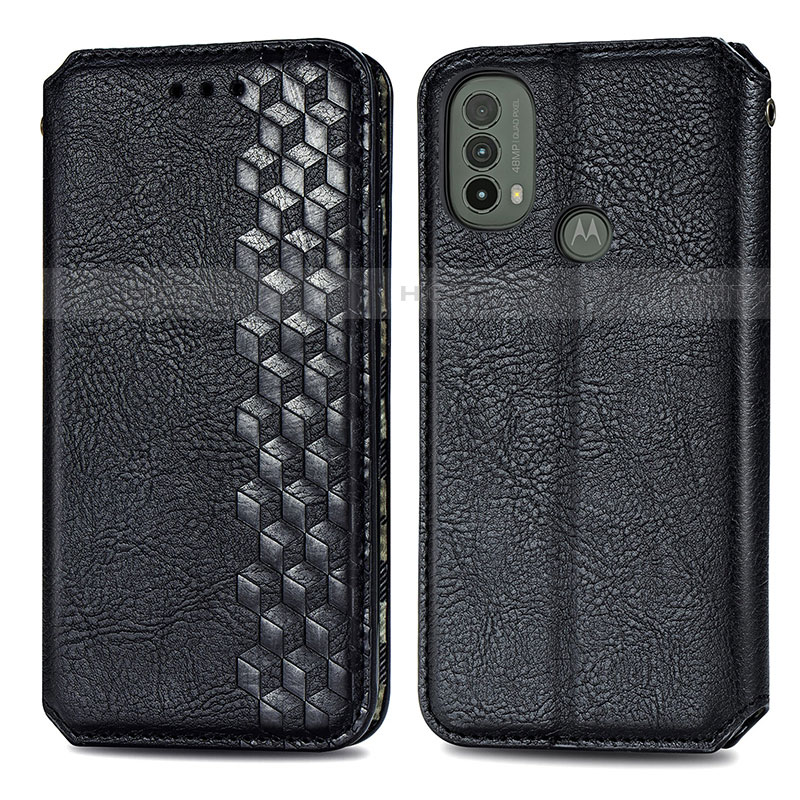 Coque Portefeuille Livre Cuir Etui Clapet S01D pour Motorola Moto E40 Noir Plus