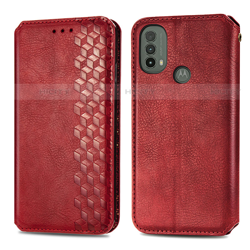 Coque Portefeuille Livre Cuir Etui Clapet S01D pour Motorola Moto E40 Rouge Plus