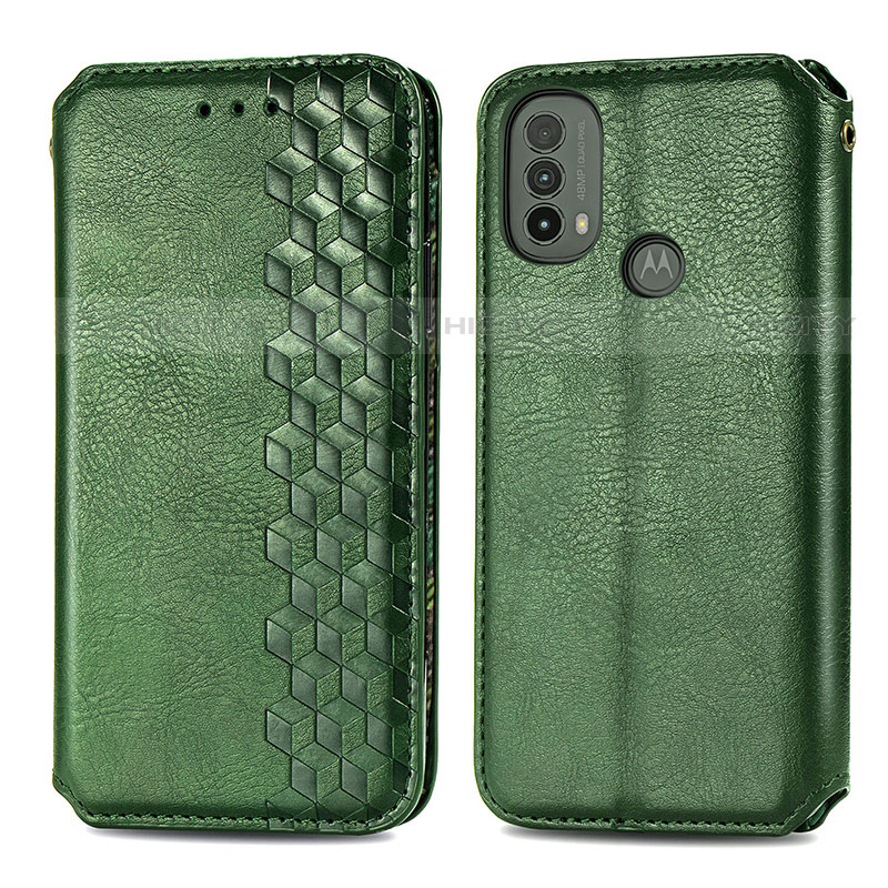 Coque Portefeuille Livre Cuir Etui Clapet S01D pour Motorola Moto E40 Vert Plus