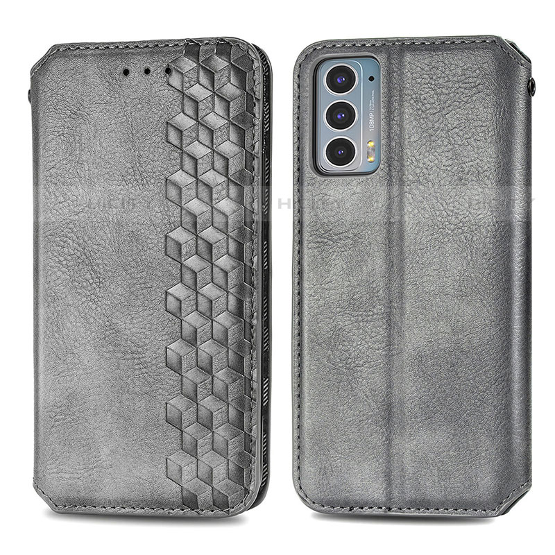 Coque Portefeuille Livre Cuir Etui Clapet S01D pour Motorola Moto Edge 20 5G Gris Plus