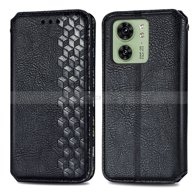 Coque Portefeuille Livre Cuir Etui Clapet S01D pour Motorola Moto Edge 40 5G Noir Plus