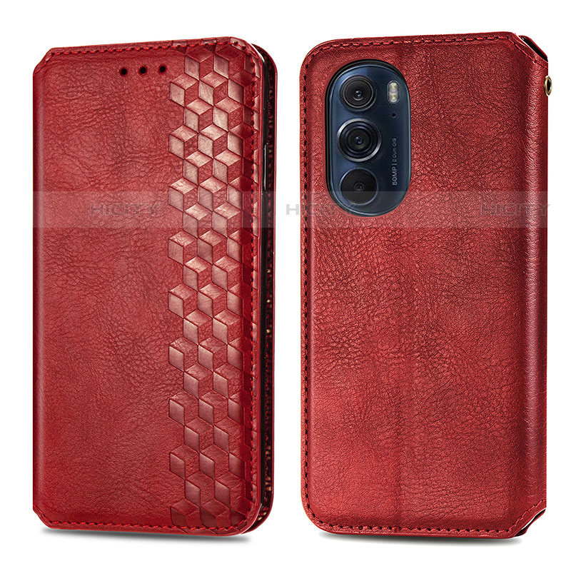 Coque Portefeuille Livre Cuir Etui Clapet S01D pour Motorola Moto Edge Plus (2022) 5G Rouge Plus