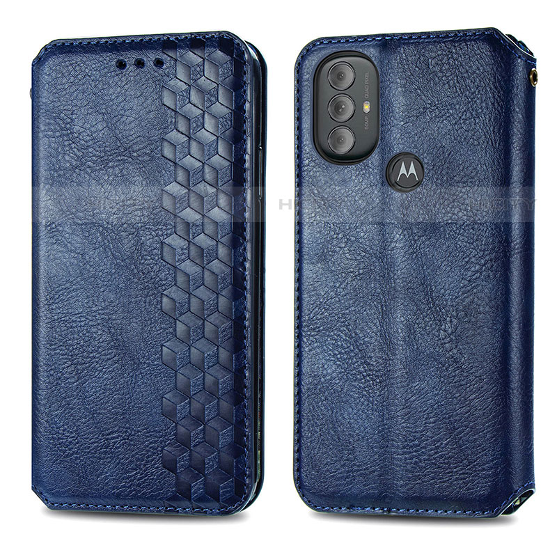 Coque Portefeuille Livre Cuir Etui Clapet S01D pour Motorola Moto G Play (2023) Bleu Plus