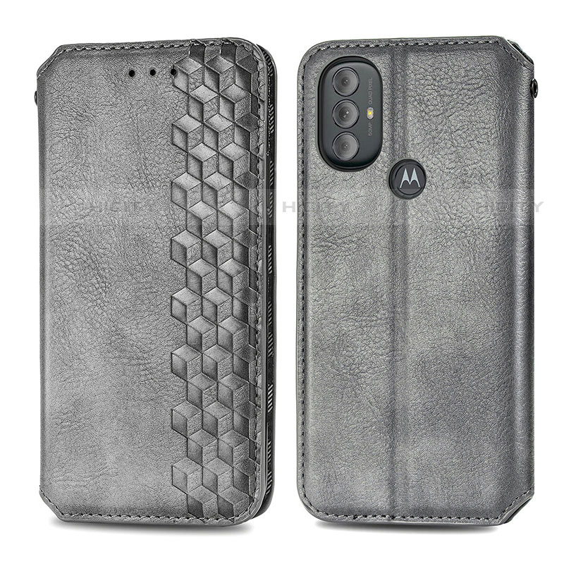 Coque Portefeuille Livre Cuir Etui Clapet S01D pour Motorola Moto G Power (2022) Gris Plus