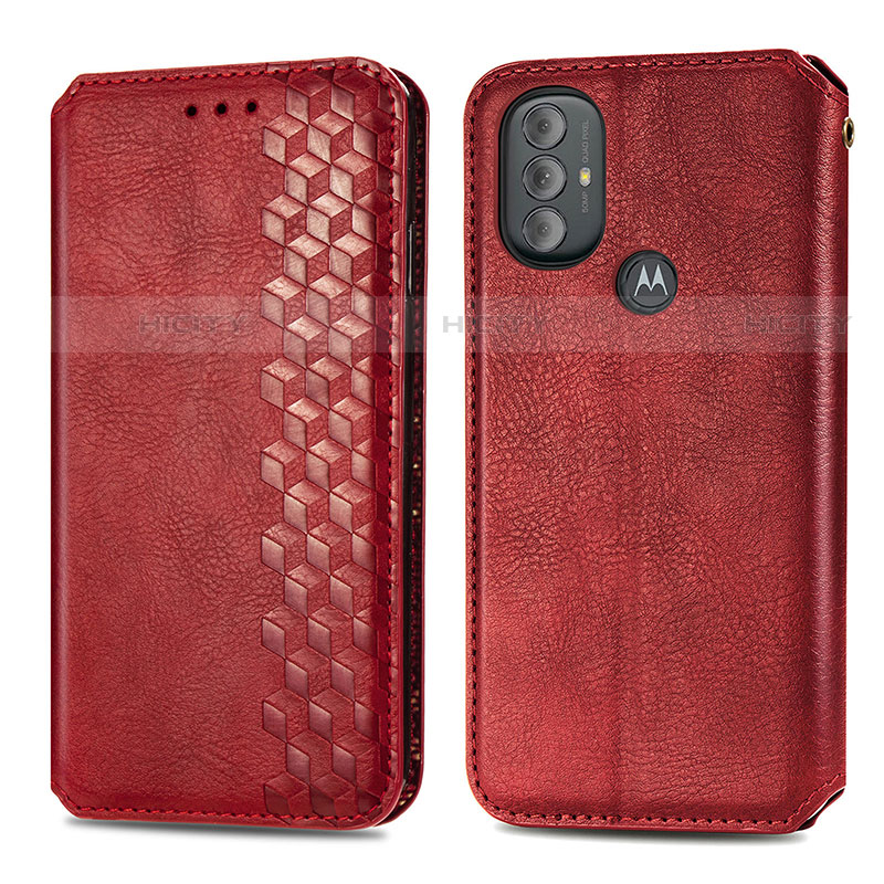 Coque Portefeuille Livre Cuir Etui Clapet S01D pour Motorola Moto G Power (2022) Rouge Plus