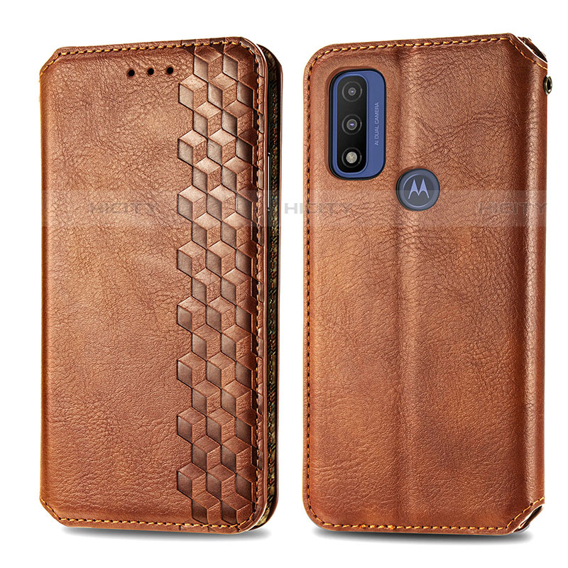 Coque Portefeuille Livre Cuir Etui Clapet S01D pour Motorola Moto G Pure Marron Plus