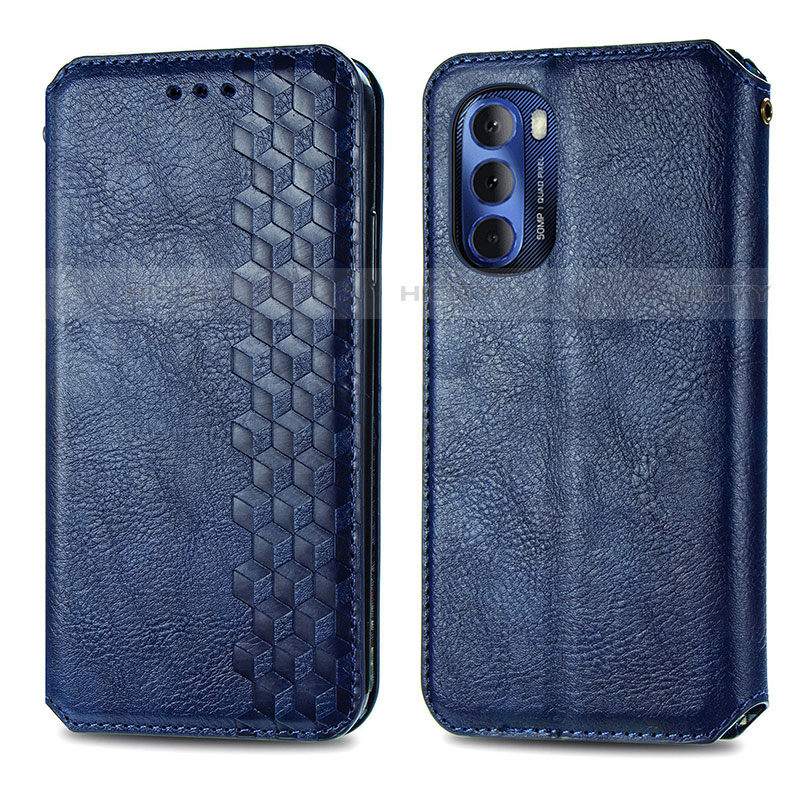 Coque Portefeuille Livre Cuir Etui Clapet S01D pour Motorola Moto G Stylus (2022) 4G Bleu Plus