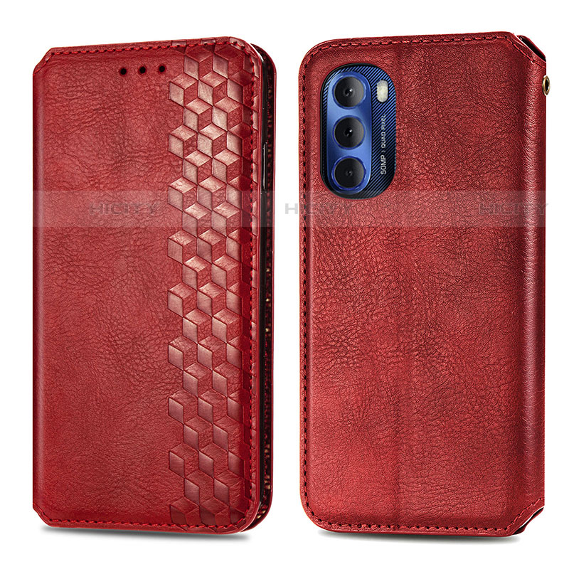 Coque Portefeuille Livre Cuir Etui Clapet S01D pour Motorola Moto G Stylus (2022) 4G Rouge Plus