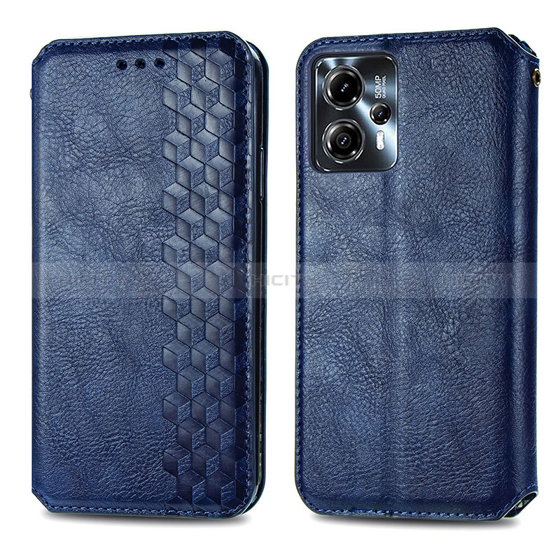 Coque Portefeuille Livre Cuir Etui Clapet S01D pour Motorola Moto G23 Bleu Plus