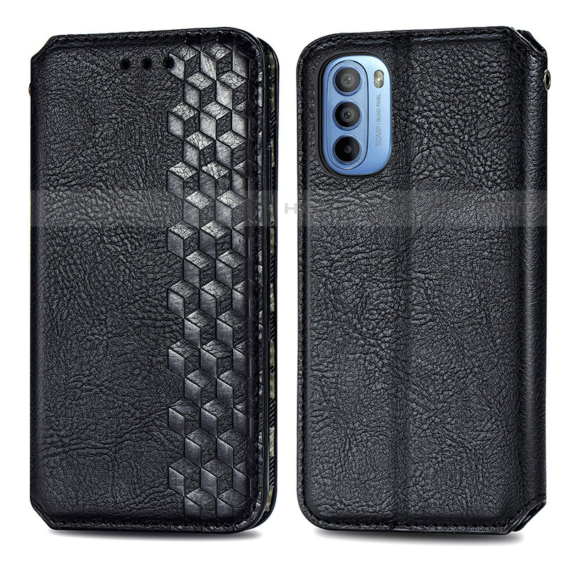 Coque Portefeuille Livre Cuir Etui Clapet S01D pour Motorola Moto G31 Noir Plus