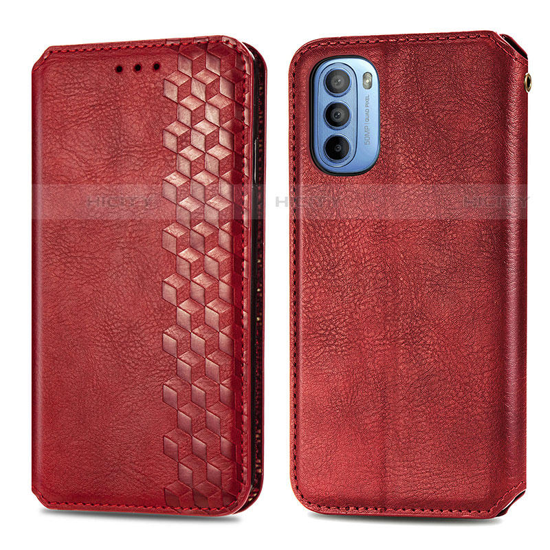 Coque Portefeuille Livre Cuir Etui Clapet S01D pour Motorola Moto G31 Rouge Plus