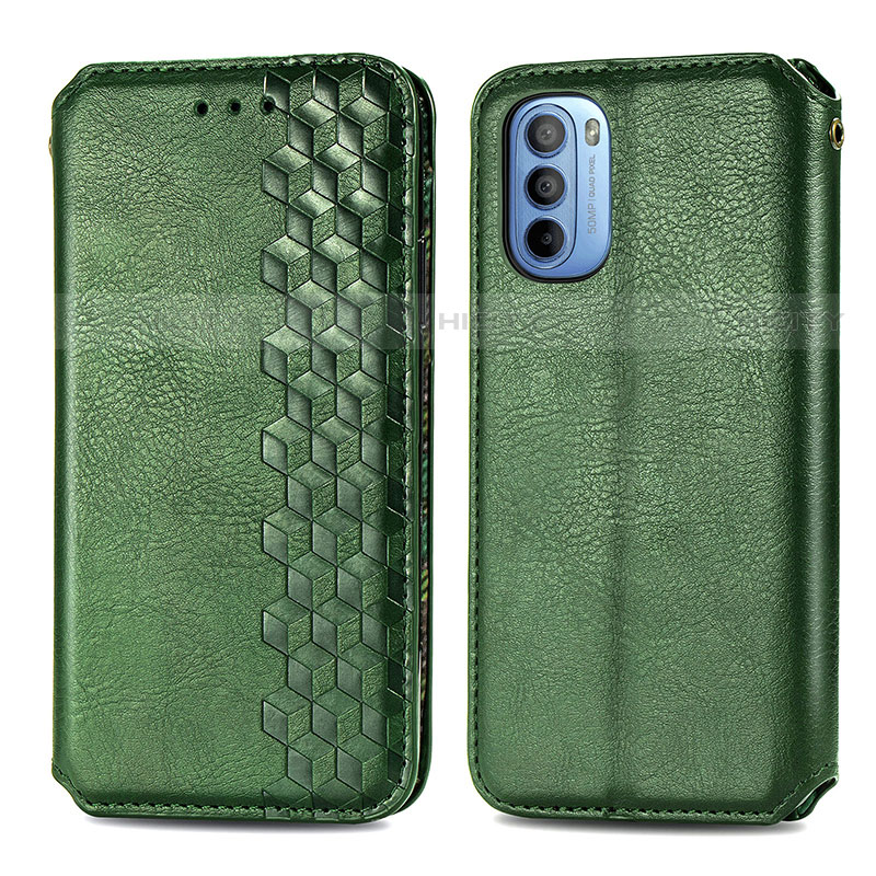 Coque Portefeuille Livre Cuir Etui Clapet S01D pour Motorola Moto G31 Vert Plus