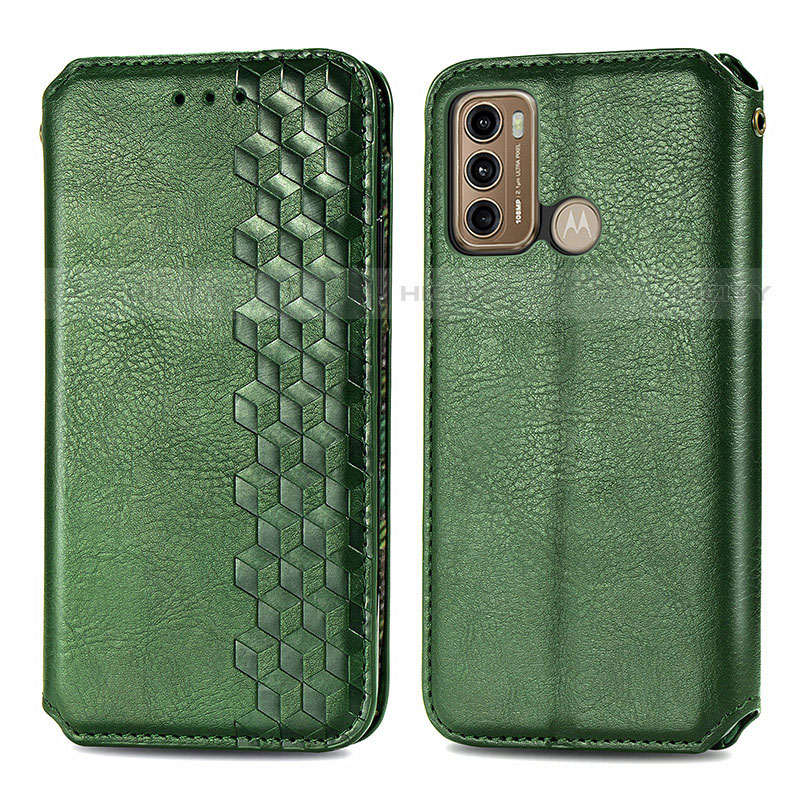 Coque Portefeuille Livre Cuir Etui Clapet S01D pour Motorola Moto G40 Fusion Vert Plus