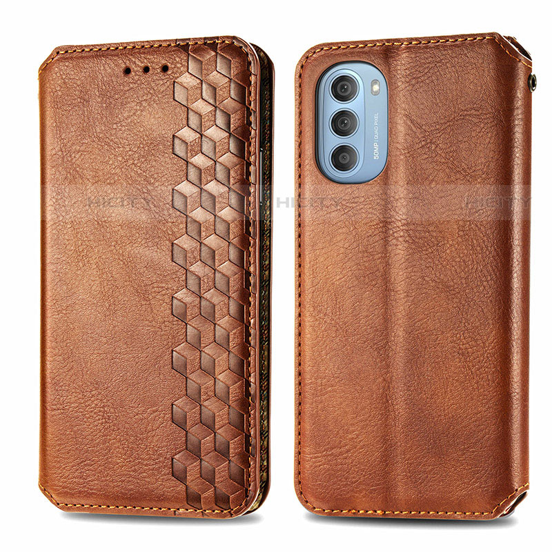 Coque Portefeuille Livre Cuir Etui Clapet S01D pour Motorola Moto G51 5G Marron Plus