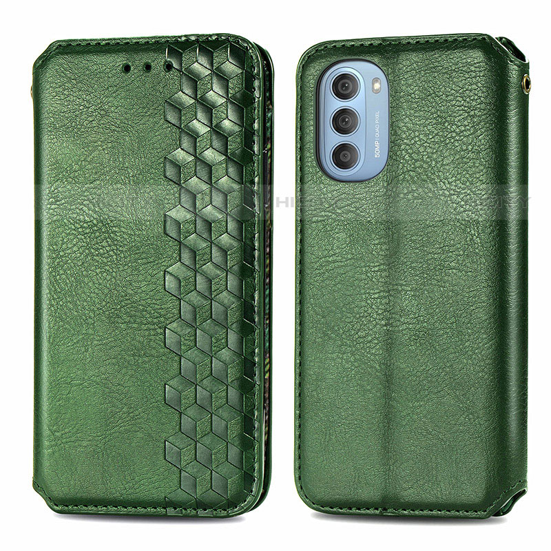 Coque Portefeuille Livre Cuir Etui Clapet S01D pour Motorola Moto G51 5G Vert Plus