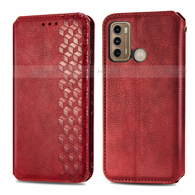 Coque Portefeuille Livre Cuir Etui Clapet S01D pour Motorola Moto G60 Rouge Plus