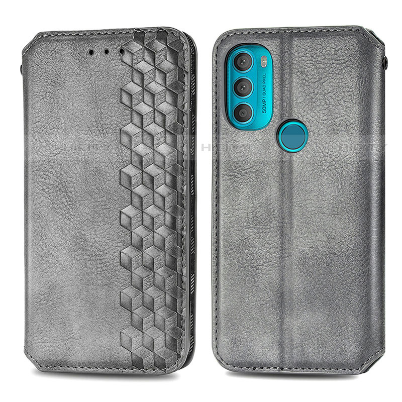 Coque Portefeuille Livre Cuir Etui Clapet S01D pour Motorola Moto G71 5G Gris Plus