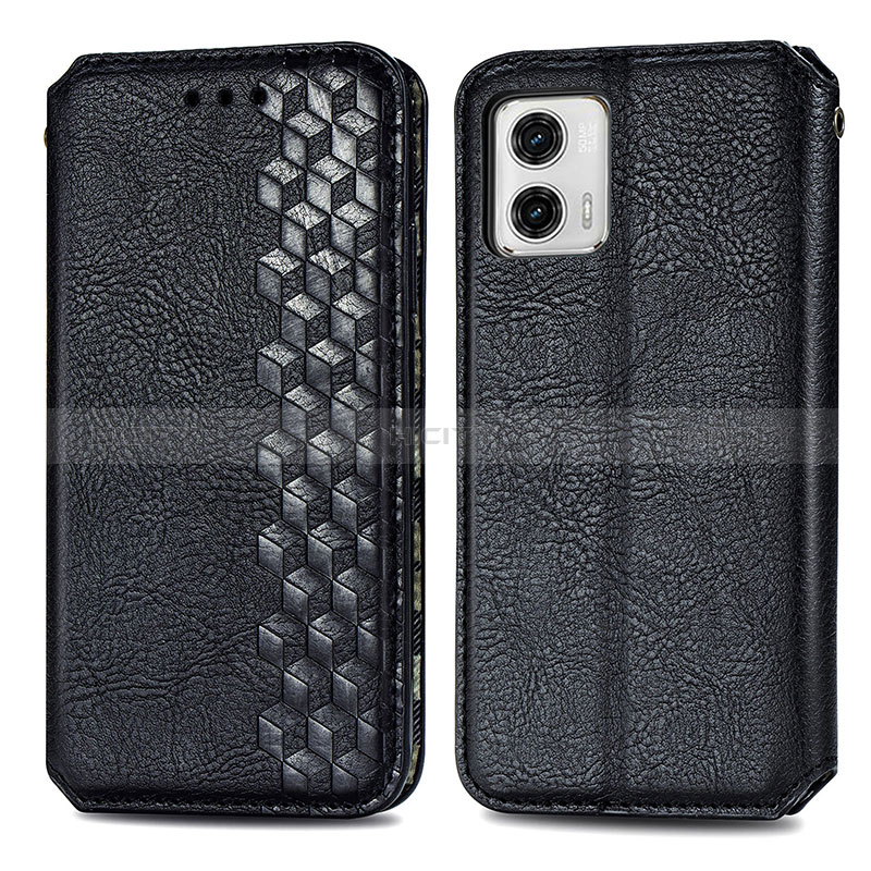 Coque Portefeuille Livre Cuir Etui Clapet S01D pour Motorola Moto G73 5G Noir Plus