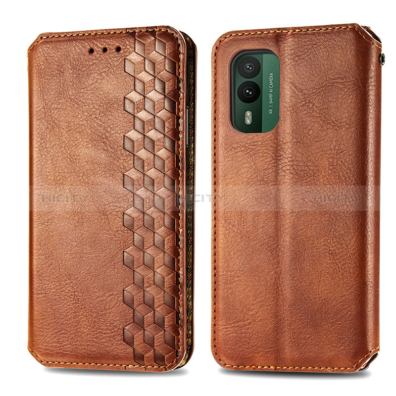 Coque Portefeuille Livre Cuir Etui Clapet S01D pour Nokia XR21 Marron Plus