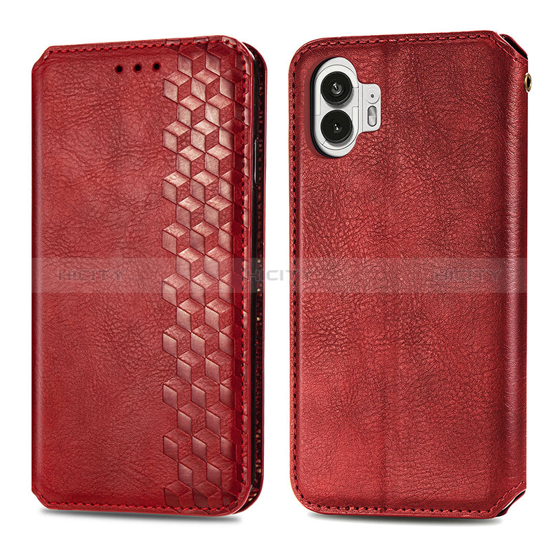 Coque Portefeuille Livre Cuir Etui Clapet S01D pour Nothing Phone 2 Rouge Plus