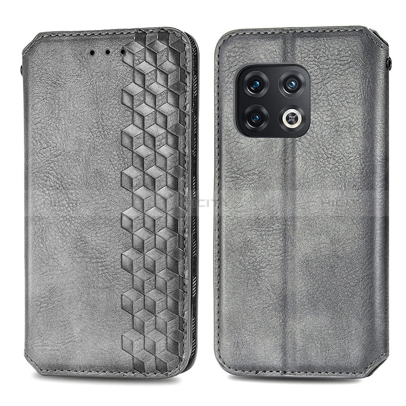 Coque Portefeuille Livre Cuir Etui Clapet S01D pour OnePlus 10 Pro 5G Gris Plus