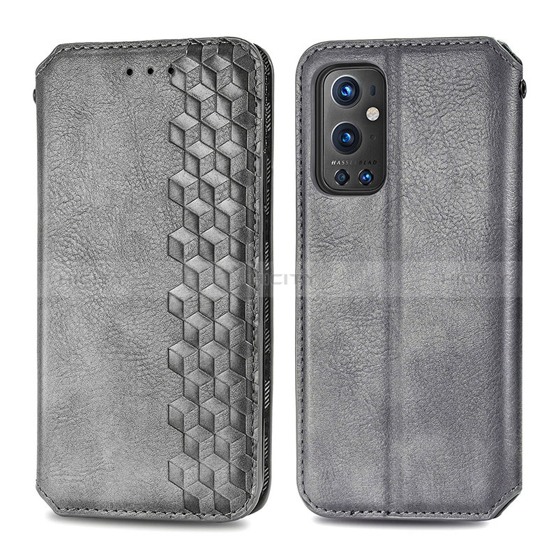 Coque Portefeuille Livre Cuir Etui Clapet S01D pour OnePlus 9 Pro 5G Gris Plus