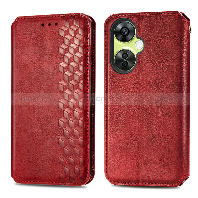 Coque Portefeuille Livre Cuir Etui Clapet S01D pour OnePlus Nord CE 3 5G Rouge Plus