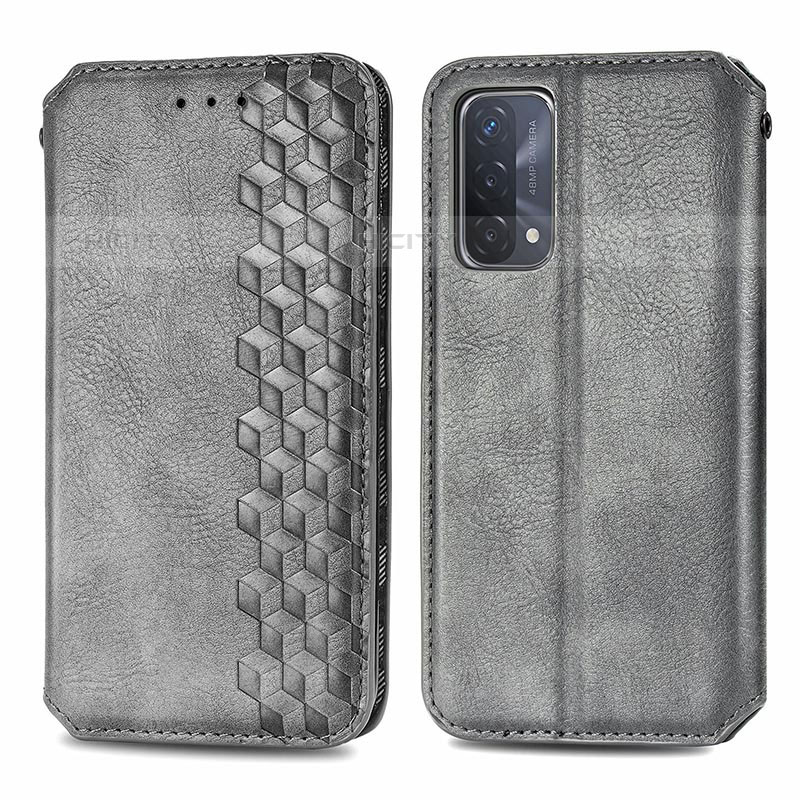 Coque Portefeuille Livre Cuir Etui Clapet S01D pour OnePlus Nord N200 5G Gris Plus