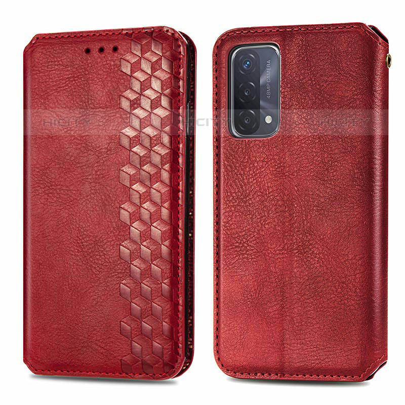 Coque Portefeuille Livre Cuir Etui Clapet S01D pour OnePlus Nord N200 5G Rouge Plus