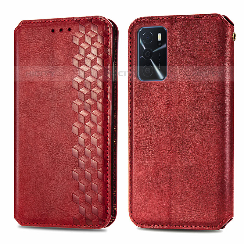 Coque Portefeuille Livre Cuir Etui Clapet S01D pour Oppo A16s Rouge Plus