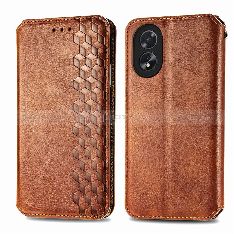 Coque Portefeuille Livre Cuir Etui Clapet S01D pour Oppo A38 Marron Plus