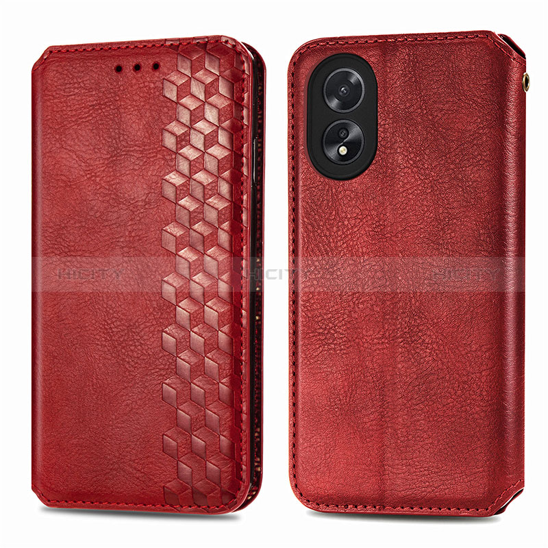 Coque Portefeuille Livre Cuir Etui Clapet S01D pour Oppo A38 Rouge Plus