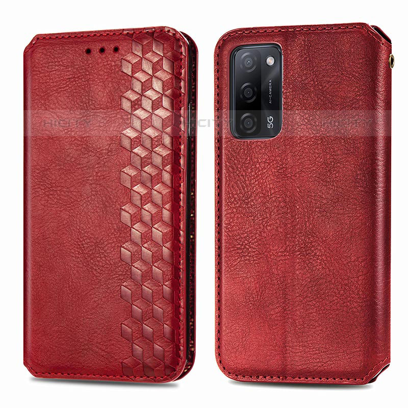 Coque Portefeuille Livre Cuir Etui Clapet S01D pour Oppo A53s 5G Rouge Plus